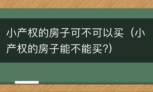 小产权的房子可不可以买（小产权的房子能不能买?）