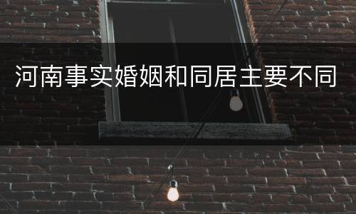 河南事实婚姻和同居主要不同