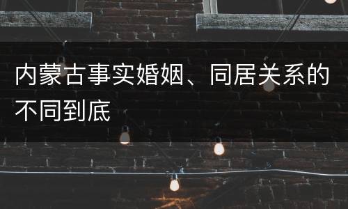 内蒙古事实婚姻、同居关系的不同到底