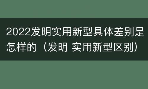 2022发明实用新型具体差别是怎样的（发明 实用新型区别）