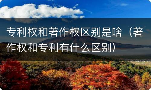 专利权和著作权区别是啥（著作权和专利有什么区别）