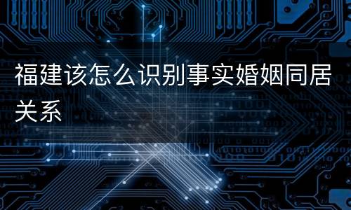 福建该怎么识别事实婚姻同居关系