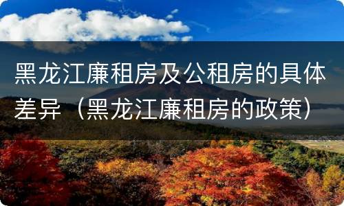 黑龙江廉租房及公租房的具体差异（黑龙江廉租房的政策）