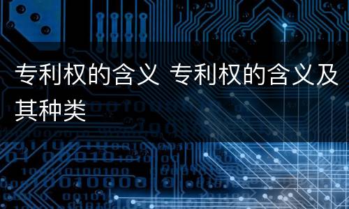 专利权的含义 专利权的含义及其种类