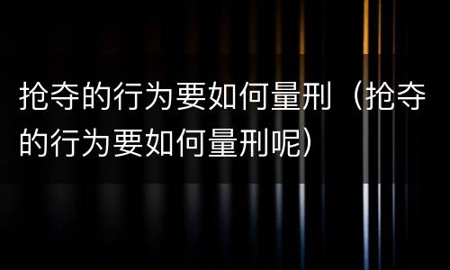 抢夺的行为要如何量刑（抢夺的行为要如何量刑呢）
