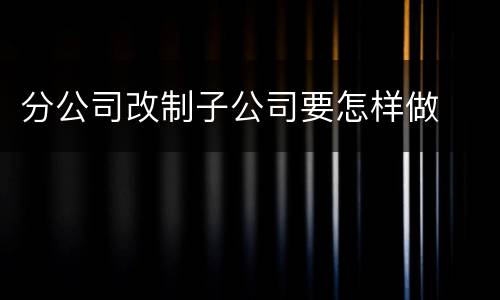 分公司改制子公司要怎样做