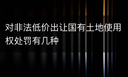 对非法低价出让国有土地使用权处罚有几种