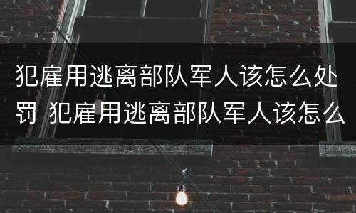 犯雇用逃离部队军人该怎么处罚 犯雇用逃离部队军人该怎么处罚呢