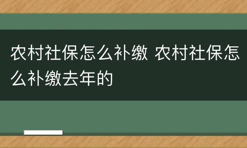 农村社保怎么补缴 农村社保怎么补缴去年的