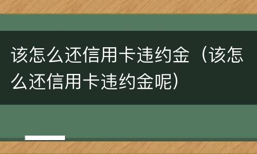 该怎么还信用卡违约金（该怎么还信用卡违约金呢）