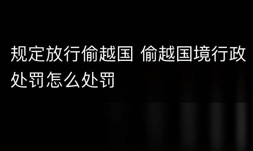 规定放行偷越国 偷越国境行政处罚怎么处罚