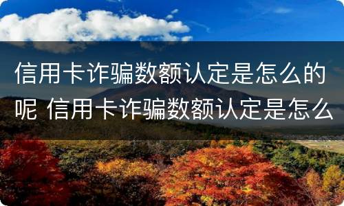信用卡诈骗数额认定是怎么的呢 信用卡诈骗数额认定是怎么的呢