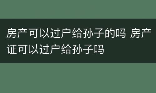 房产可以过户给孙子的吗 房产证可以过户给孙子吗