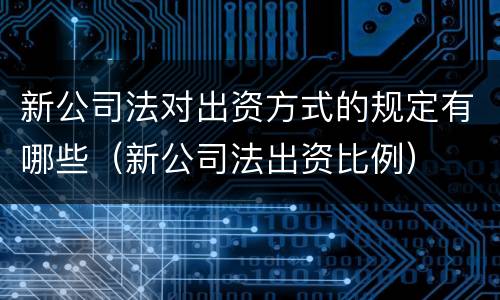 新公司法对出资方式的规定有哪些（新公司法出资比例）
