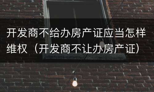 开发商不给办房产证应当怎样维权（开发商不让办房产证）
