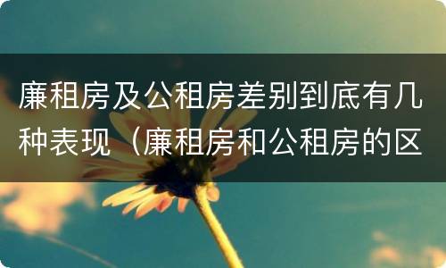 廉租房及公租房差别到底有几种表现（廉租房和公租房的区别到底是什么）