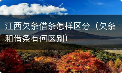 江西欠条借条怎样区分（欠条和借条有何区别）