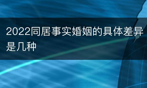 2022同居事实婚姻的具体差异是几种