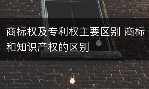 商标权及专利权主要区别 商标和知识产权的区别