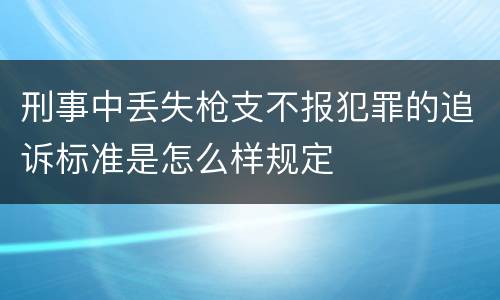 刑事中丢失枪支不报犯罪的追诉标准是怎么样规定