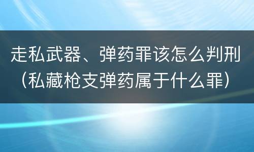 走私武器、弹药罪该怎么判刑（私藏枪支弹药属于什么罪）
