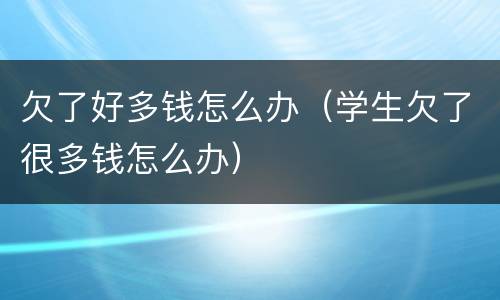 欠了好多钱怎么办（学生欠了很多钱怎么办）