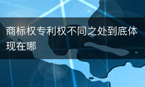 商标权专利权不同之处到底体现在哪