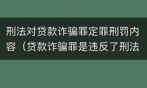 刑法对贷款诈骗罪定罪刑罚内容（贷款诈骗罪是违反了刑法的哪一条）