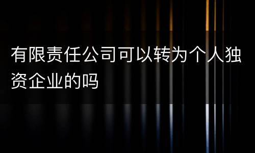 有限责任公司可以转为个人独资企业的吗