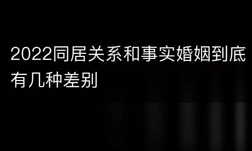 2022同居关系和事实婚姻到底有几种差别
