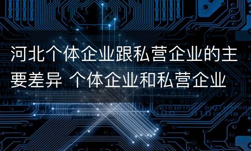 河北个体企业跟私营企业的主要差异 个体企业和私营企业