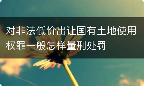 对非法低价出让国有土地使用权罪一般怎样量刑处罚