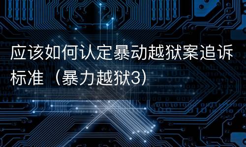 应该如何认定暴动越狱案追诉标准（暴力越狱3）
