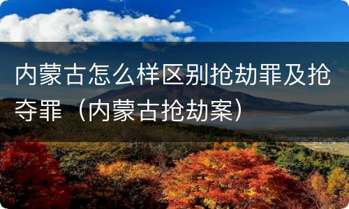 内蒙古怎么样区别抢劫罪及抢夺罪（内蒙古抢劫案）