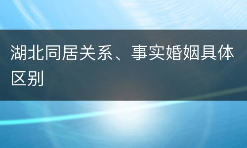 湖北同居关系、事实婚姻具体区别