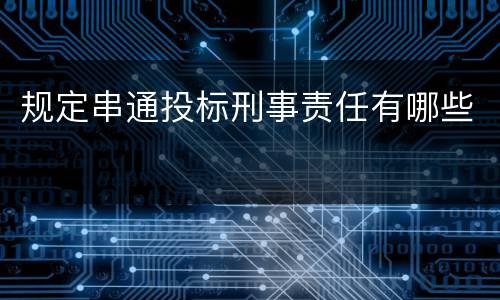 规定串通投标刑事责任有哪些