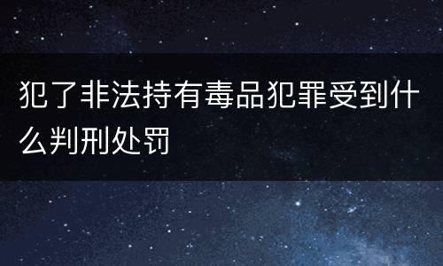 犯了非法持有毒品犯罪受到什么判刑处罚