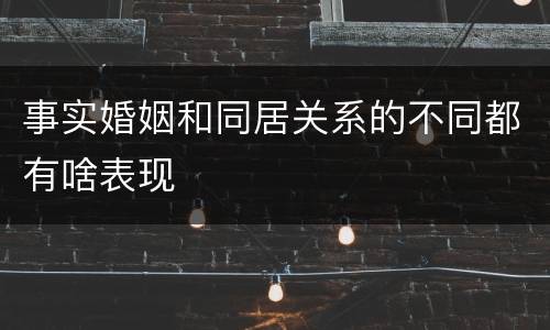 事实婚姻和同居关系的不同都有啥表现