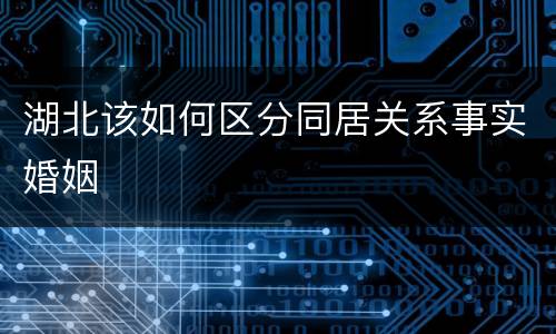 湖北该如何区分同居关系事实婚姻