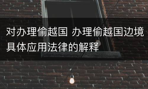 对办理偷越国 办理偷越国边境具体应用法律的解释
