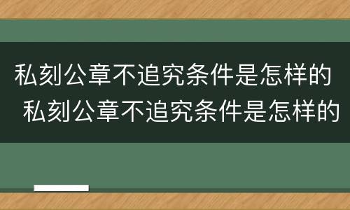 私刻公章不追究条件是怎样的 私刻公章不追究条件是怎样的行为