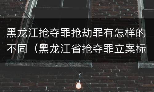 黑龙江抢夺罪抢劫罪有怎样的不同（黑龙江省抢夺罪立案标准）