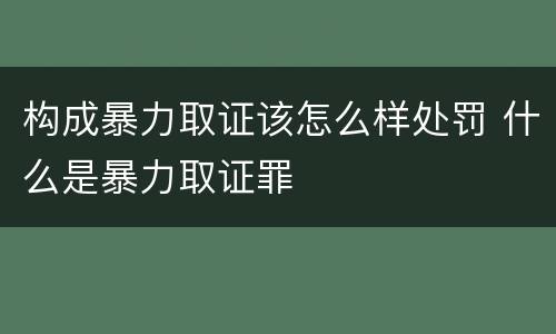 构成暴力取证该怎么样处罚 什么是暴力取证罪