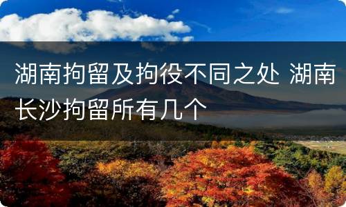 湖南拘留及拘役不同之处 湖南长沙拘留所有几个