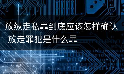 放纵走私罪到底应该怎样确认 放走罪犯是什么罪