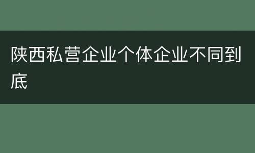 陕西私营企业个体企业不同到底