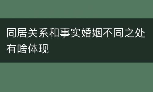 同居关系和事实婚姻不同之处有啥体现