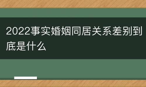 2022事实婚姻同居关系差别到底是什么