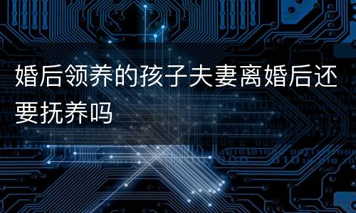 婚后领养的孩子夫妻离婚后还要抚养吗