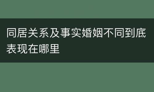 同居关系及事实婚姻不同到底表现在哪里